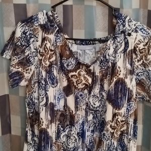 ellavie beautiful brown blue black & beige slim line short sleeve dress Size L